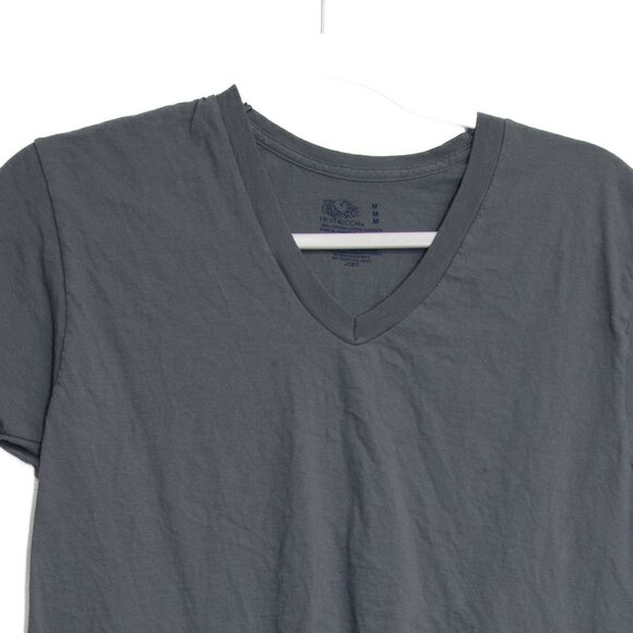 Fruit Of The Loom Mens V-Neck T-Shirt Medium 100% Cotton Charcoal Gray - Picture 5 of 10